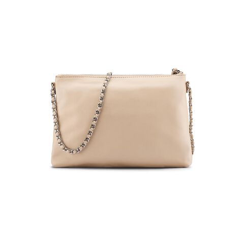 Bolso bandolera en piel autentica, Beige Bolso bandolera en piel autentica, Beige